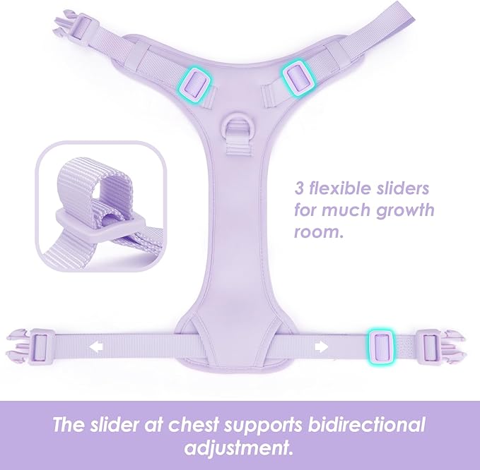 No Pull Dog Harness, Puppy Vest with Front Clip for Small Medium Large Sized Dog(Light Purple,S)