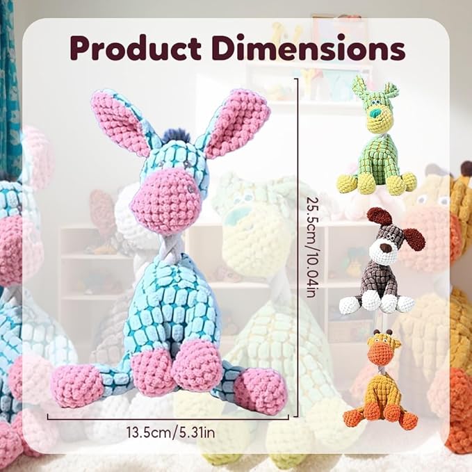 Indestructible Dog Toy - 2026 New Durable Stuffed Squeaky Dog Chew Toys,Dogs Plush Toy for Aggressive Chewers, for Small, Medium&Large Dogs and Puppies,Indoor Teething (4pcs)