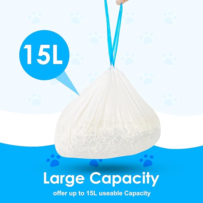 Cat Litter Bags 120 Count, 26.37"x15.74" Drawstring Close Litter Box Liners for Automatic Litter Box,Thick Cat Poop Bags,Easy to Clean,Heavy Duty Robot Bag for Self-Cleaning Box
