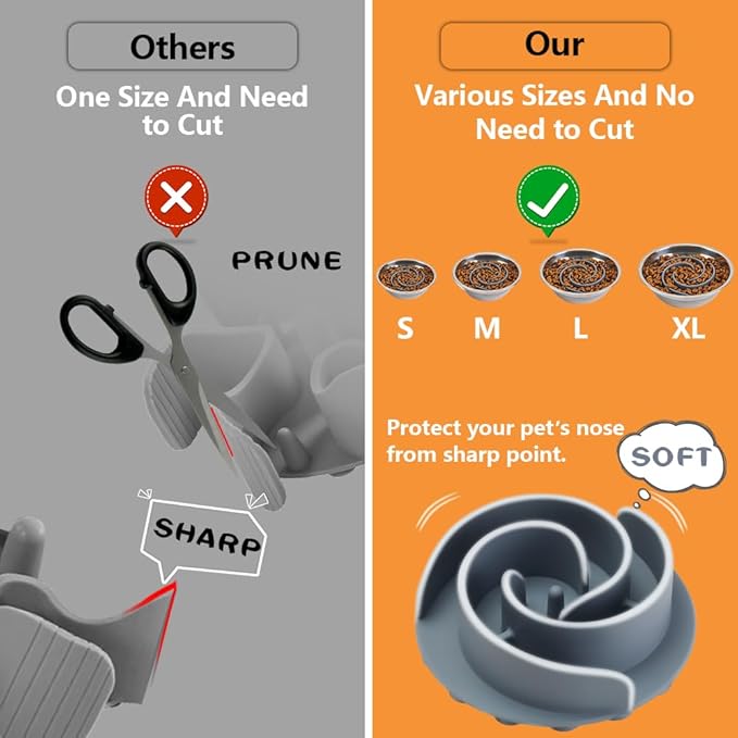 Slow Feeder Dog Bowls Insert, Animire Soft Silicone Slow Eating Food Bowl for Small, Medium and Large Dogs