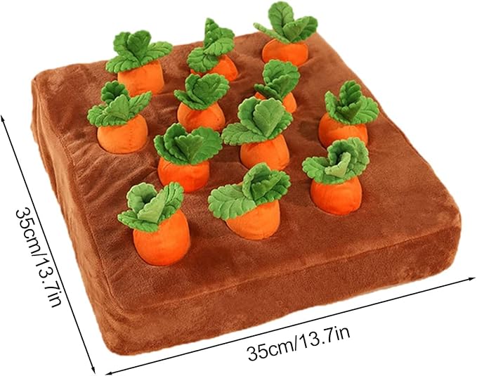 Carrot Dog Toys-Carrot Snuffle Mat for Dogs,Interactive Dog Plush Puzzle Toys,2 in 1 Non-Slip Nosework Feed Games Pet Stress Relief with 12 Carrots