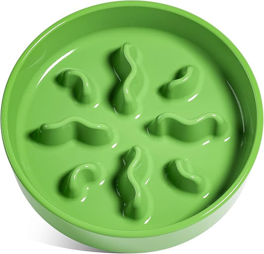 Ceramic Slow Feeder Dog Bowls Small Breed, 0.5 Cups Dog Food Dish for Fast Eaters, Puzzle Bowl for Small Dogs and Cats, 5.5 Inch-Green