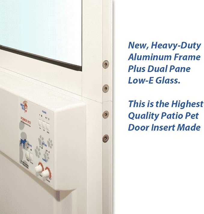 Power Pet Electronic Dog Door - High Tech Pet Electronic Pet Doors - Fully Automatic Sliding e-Glass Electronic Dog Doors - Pets up to 30 lbs - Medium - Regular 75" - 80-1/4" Patio Doors - PX-1-SRE