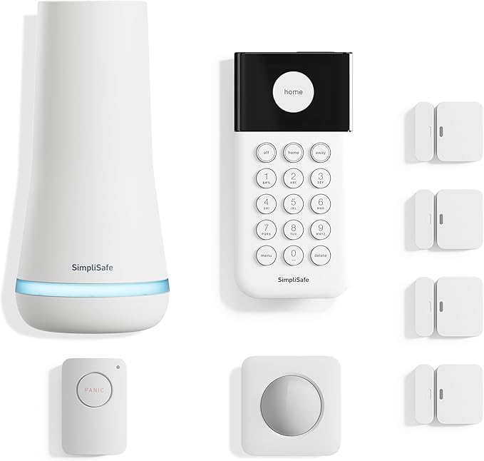 SimpliSafe 8 Piece Wireless Home Security System - Optional 24/7 Professional Monitoring - No Contract - Compatible with Alexa and Google Assistant , White