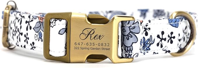 Personalized Dog Collar with Name and Phone Number Engraved,Adjustable Custom Puppy Collar,Organic Cotton Pet Collar for Small Medium Large Boy Girl Dogs