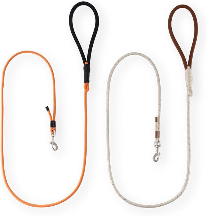 2 Pack Rope Dog Leash, 4.5 ft Lightweight Premium Rope Leash with Comfortable Padded Handle, Reflective Dog Leashes for Small and Medium Dogs, Kid-Friendly Family Set
