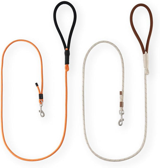 2 Pack Rope Dog Leash, 4.5 ft Lightweight Premium Rope Leash with Comfortable Padded Handle, Reflective Dog Leashes for Small and Medium Dogs, Kid-Friendly Family Set