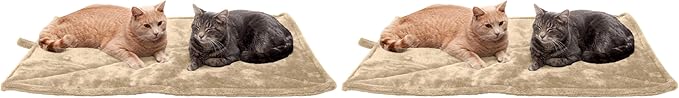 Furhaven ThermaNAP Self-Warming Cat Bed for Indoor Cats & Large/Medium Dogs, Washable & Reflects Body Heat - Quilted Faux Fur Reflective Bed Mat - Cream, Large (Pack of 2)