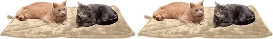 Furhaven ThermaNAP Self-Warming Cat Bed for Indoor Cats & Large/Medium Dogs, Washable & Reflects Body Heat - Quilted Faux Fur Reflective Bed Mat - Cream, Large (Pack of 2)