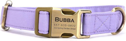 Personalized Dog Collar with Name and Phone Number Engraved,Adjustable Custom Puppy Collar,Organic Cotton Pet Collar for Small Medium Large Boy Girl Dogs