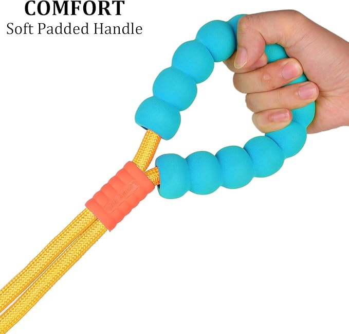 JSXD Dog Leash,5 FT Heavy Duty Dog Training Leash,Double Handle Comfortable Padded Hands Free Dog Leash,Adjustable Crossbody Waist Leash for Small Medium Large Dogs(Yellow)