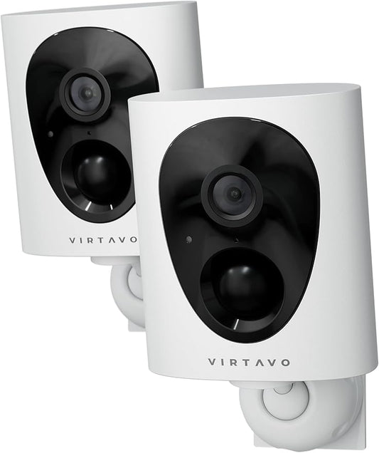virtavo VistaFlask 2K Security Cameras Wireless Outdoor, Battery Powered, AI Motion Detection, for Home Security, Starlight Lens for Colorful Night Vision, Weatherproof, Cloud/SD Storage 2Pack