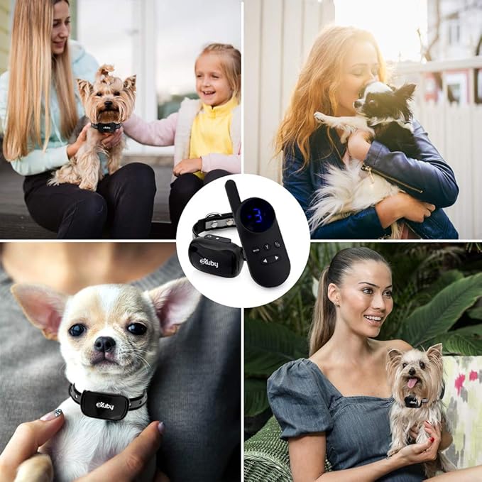 eXuby - Tiny Shock Collar for Small Dogs 5-15lbs - Smallest Collar on The Market - Sound, Vibration, & Shock - 9 Intensity Levels - Pocket-Size Remote - Long Battery Life - Water-Resistant - Black