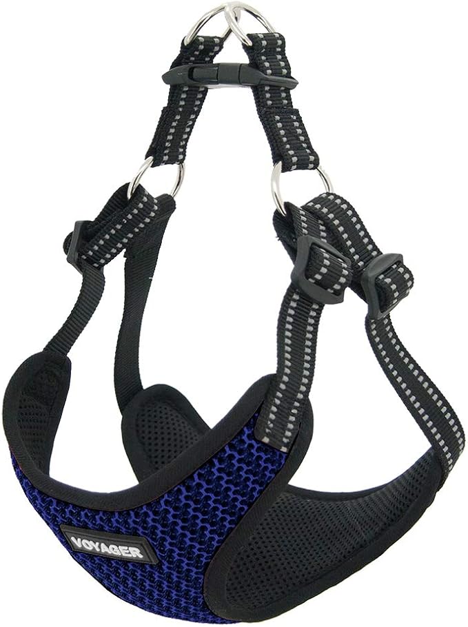 Best Pet Supplies Voyager Mesh Dog Breathable Harness Reflective Stitching, All Weather Adjustable for Walking Training, or Running - Heavy Duty & Durable, Harness (Baby Blue), XL