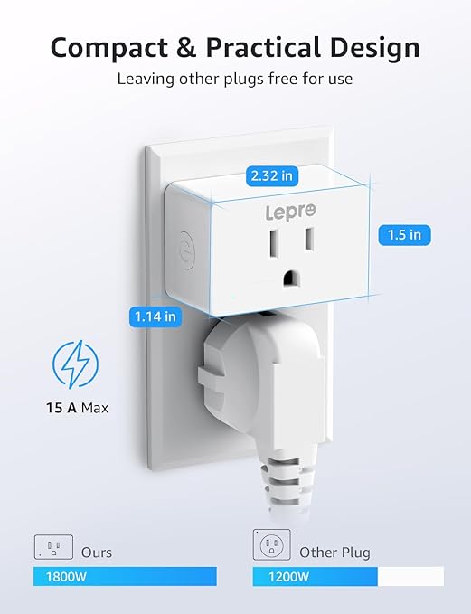 Lepro P1 Smart Plug Mini 15A, WiFi Outlet Plugs Compatible with Alexa & Google Assistant, Voice/APP Control, Timer & Group Controller, ETL & FCC Certified, 2.4GHz Only, 4-Pack