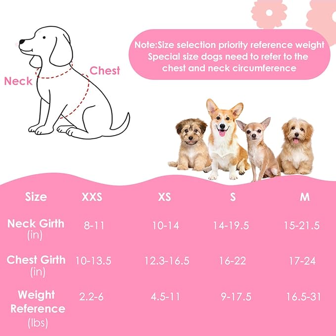 Lukovee No Pull Puppy Harness and Leash Set - Soft Lightweight Escape Proof Puppy Vest Harness, Breathable Adjustable Pet Harness with Dog Leash for Small Dogs (Pink, XXS)