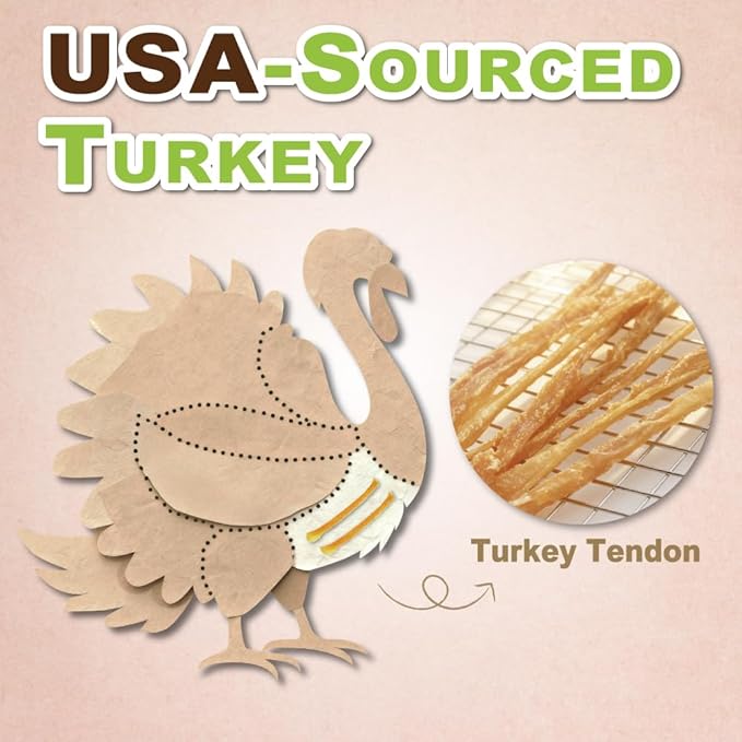 AFreschi Turkey Tendons for Dogs, USA-Sourced, Healthy Dog Treats, Rawhide-Free Puppy Chews, Long Lasting, All Natural, Hypoallergenic Dog Treats for Medium Breeds, 2 Count Pack Pretzel (M)