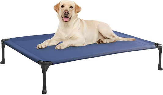 Veehoo Cooling Elevated Dog Bed, Portable Raised Pet Cot with Washable & Breathable Mesh, No-Slip Feet Durable Dog Cots Bed for Indoor & Outdoor Use, Large, CWC1803-L