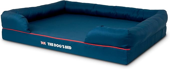 The Dog’s Bed Orthopedic Dog Bed XL Blue Oxford with Red Trim UK Flag Dog Bed, Memory Foam, Pain Relief: Arthritis, Post Surgery, Lameness, Waterproof Washable Cover, Veterinary Approved