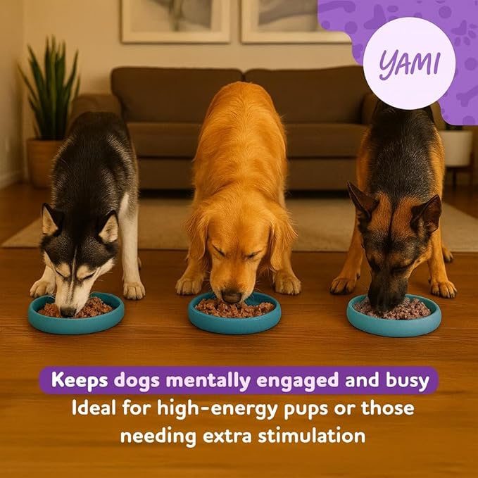 YAMI Bowl Lick Mat for Dogs & Cats, Slow Feeder Bowls, Cat Slow Feeder, Dog Enrichment Toys with Suction Cup for Anxiety Relief, Food-Grade Silicone, Dishwasher Fit, for All Breed (Dark Teal)