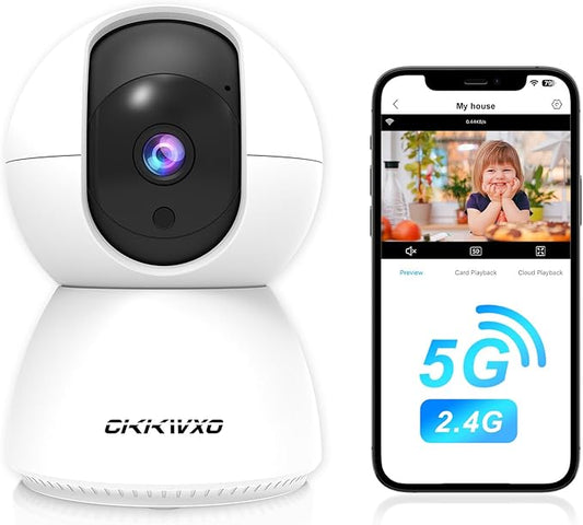 2.4&5GHz WiFi Indoor Security Camera,2K/3MP Camera for Home Security, 355° Pan/Tilt Pet Cam, IR Night Vision Baby Monitor, 2-Way Audio, Motion Tracking, Cloud & SD Card Storage