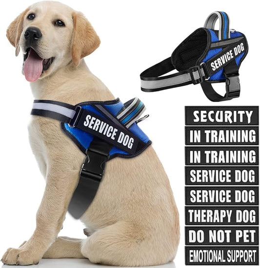 Dog Vest Harness and Patches Set, Animire in Training Service Dog Harness with 10 Dog Patches, Reflective Dog Vest with Handle for Small, Medium, Large, and Extra-Large Dogs