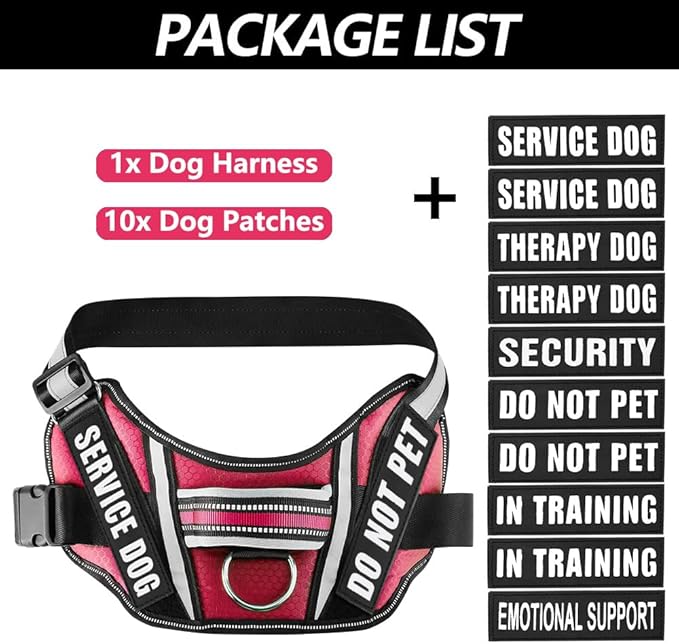 Dog Vest Harness and Patches Set, Animire in Training Service Dog Harness with 10 Dog Patches, Reflective Dog Vest with Handle for Small, Medium, Large, and Extra-Large Dogs