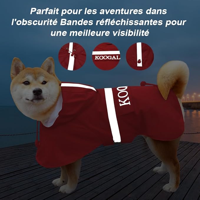 Waterproof Dog Coat for Small to Medium Dog Raincoat Apparel, Dog Raincoat Poncho Waterproof Dog Clothes Pet Jacket Dogs Raincoats Jacket for Small to Medium Dogs(Red,3XL)