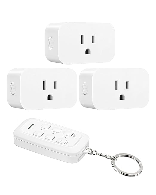 DEWENWILS Indoor Remote Control Outlet, Wireless Remote Outlets Switch, No Interference, 15A/1875W, 100FT RF Range, Compact Light Switch for Lamp, Christmas Decor,1 Remote 3 Outlets