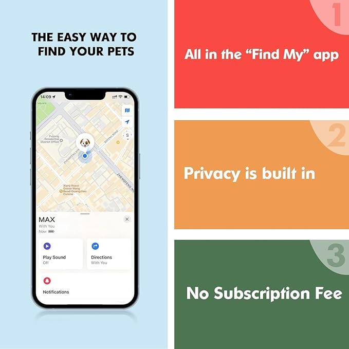 GPS Tracker for Dogs&Cats, 2 in 1 Pet Tracking Smart Collar (Only iOS), No Monthly Fee GPS Tracker Dog Collar, Real-time Location Comfortable PU Tracker for Small, Medium Large Dogs(Locator Included)
