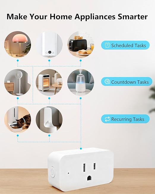 DAYBETTER Smart Plug 15A/1800W, Smart Plugs Compatible with Alexa and Google Home, 2.4GHz WiFi Bluetooth Alexa Smart Plugs, Smart Outlet with APP Control, Timer & Schedule, 2Pack