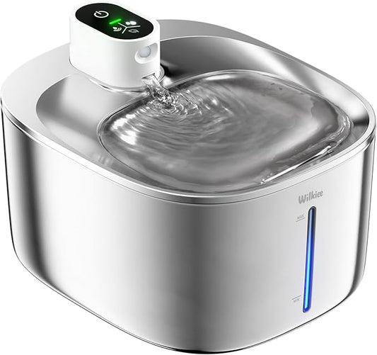Cat Water Fountain Stainless Steel, 138fl.oz / 4.1L Wireless Cat Fountain, Pet Water Dispenser Cordless for Cats & Dogs Indoor
