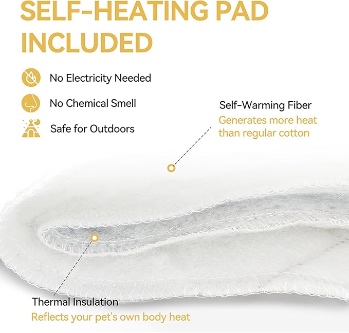 Self Warming Pet Bed Mat - Double Sided Soft Plush Pad | Machine Washable Thermal Cat Blanket, Non Slip Puppy Cushion | Winter Heated Sleeping, Reversible Indoor Outdoor Comfort