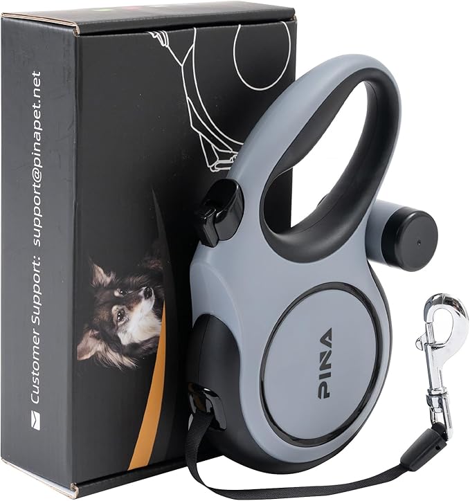 PINA Upgraded Retractable Dog Leash, 26 ft Dog Leash for Small Medium Large Dogs Up to 110lbs, Heavy Duty Reflective Nylon Tape 360° Tangle-Free, with Anti-Slip Handle, One-Handed Brake, Pause, Lock