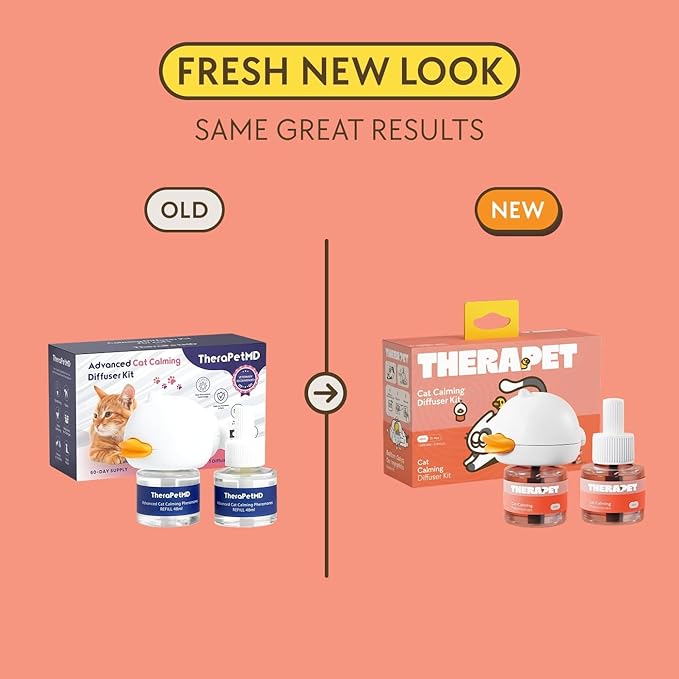 TherapetMD 60-Day Cat Calming Diffuser - Cat Pheromone Diffuser for Stress, Pee Spraying, Cat Fighting, Aggression, Excessive Meowing & Scratching - 60-Day Refill Included - Packaging May Vary