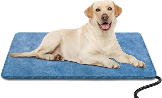 Heating Pad for Cats and Dogs Outdoor,Indoor Warming Cat Heating Pad, Waterproof，Chew Resistant Cord (Blue, 28 X 16)