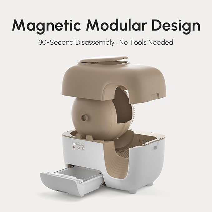 PetSnowy Self-Cleaning Automatic Cat Litter Box with Odor Control TiO2 System, Robot Litter Box with Auto-Packing, App Control, Large Cats & Multiple Cats (2025 Premium Version)