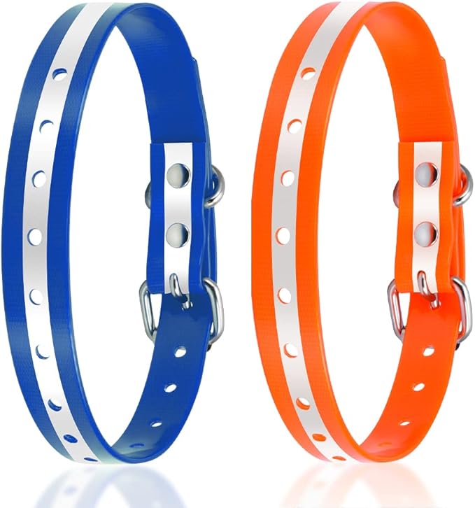 PetJoy Dog Collars Strap, Replacement Collar for Shock Reflective Collar, Adjustable Classic Dog Collar Strap for All Varieties Small Medium Large Dogs (Blue & Orange)