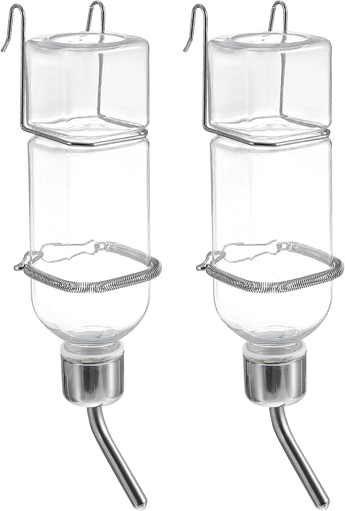 POPETPOP 2Pcs Pet Water Feeder Bunny Fountain Drinking Bottle for Small Pets Automatic Hanging Dispenser for Hamsters and Rabbits Design