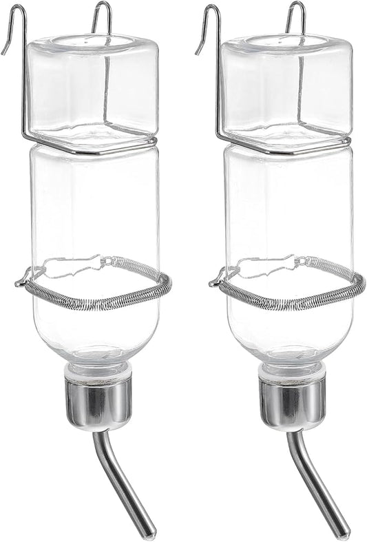 POPETPOP 2Pcs Pet Water Feeder Bunny Fountain Drinking Bottle for Small Pets Automatic Hanging Dispenser for Hamsters and Rabbits Design