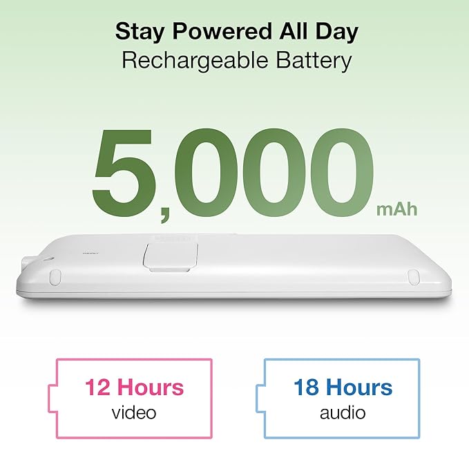 VTech Video Baby Monitor with 7" Color LCD Screen, Rechargeable Battery, Video Streaming, Audio Streaming, Pan-Tilt-Zoom, Touch Multi-Color Night Light, Two-Way Talk, Long Range: Advanced Max Green