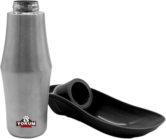 No Waste Dog Water Bottle & Bowl - 27oz Stainless Steel Portable Pet Travel Bottle, BPA-Free, Leak-Proof Design, Easy-Use Flip Bowl for Dogs - Outdoor Hiking, Camping, Hunting, Training