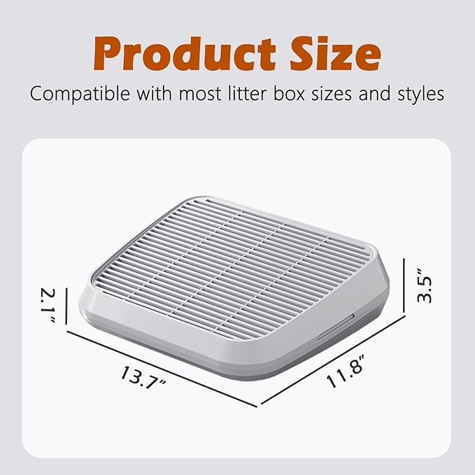 SpaceTime Elevated Cat Litter Mat for Litter Box,Trapping Litter Ramp/Steps for Floor Indoor,Washable Easy Cleaning Cat Pad with Filter Function,Suitable for Kitty & Senior Cats (Light Grey)