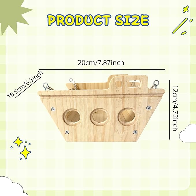 Hamster Cage Swing Toy Wooden Chinchilla Hammock Pet Supplies Accessories Habitat Wooden Hanging Decor for Gerbil Rat
