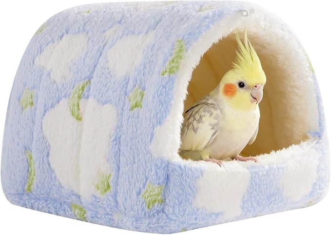Parrot Winter Nest Guinea Pig Hideout Large Space Plush Pet Nest Hut, Winter Fluffy Warm Cave Bed for Parrot, Hamsters, Guinea Pigs & Small Animals, Machine Washable Cozy Habitat