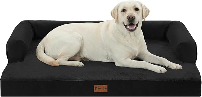 Orthopedic Dog Beds for Extra Large Dogs, Waterproof Egg Crate Foam XL Dog Bed with Sides 45x35Inch, Big Dogs Couch Beds with Removable Washable Cover and Nonskid Bottom, Black