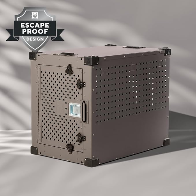 Impact Indestructible High Anxiety Dog Crate for Medium Dogs - Heavy Duty Escape Proof Indoor Dog Kennel with Powder-Coated Aluminum - Ideal for Escape Artists (Gray, 30" (30.5" L x 20.5" W x 26" H)