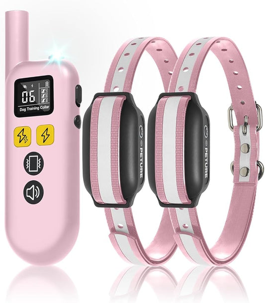 Dog Training Collar with Remote (5-120lbs), 3300Ft Remote Training Collar with Beep, Vibrate, Static & Double Static Modes, IPX7 Waterproof E Collar for Small Medium Large Dogs (2 Pack)