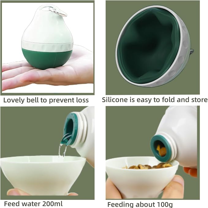 Dog Travel Water Bottle Detachable Bowl Leak Proof Portable ，Silicone Bottle Body，Collapsible and Suitable for Small Pets for Outdoor Walking, Hiking, Travel