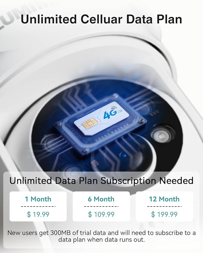 ZUMIMALL 24/7 Recording 4G LTE Cellular Security Camera, No WiFi AOV Solar Camera Outdoor, AI Detection, Motion Tracking, 2K Full-Color Night Vision, 8W Solar Panel, PTZ, Built-in SIM Card